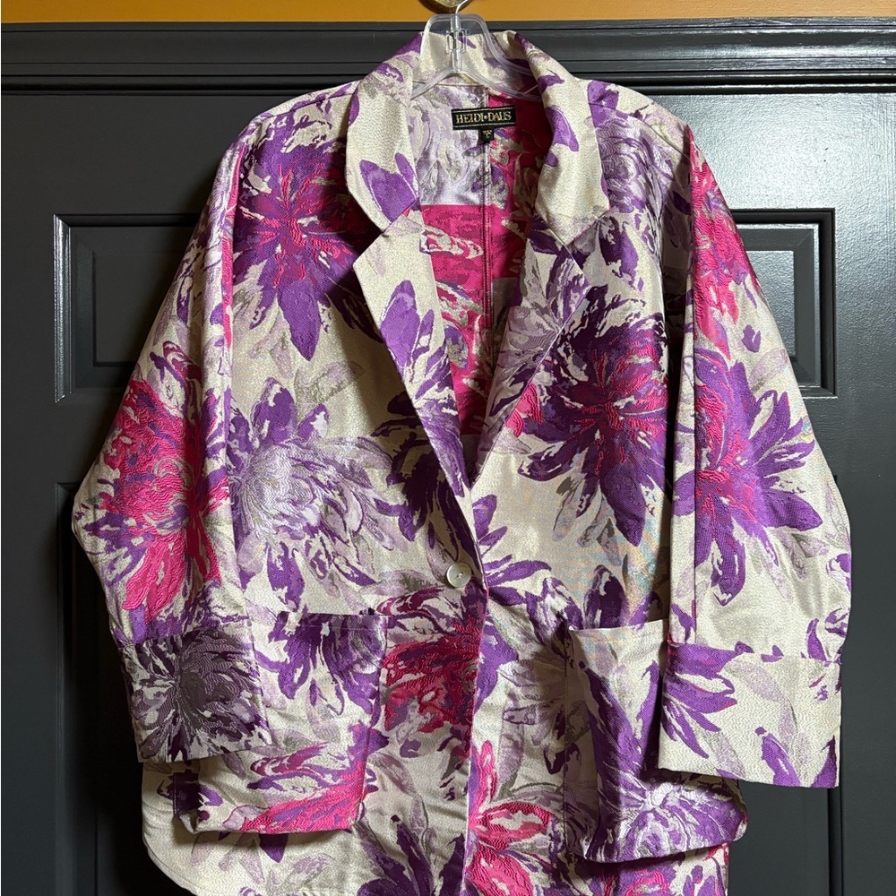 Heidi Daus Floral Jacket with Purple and Pink Hues